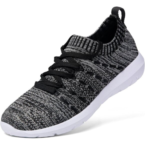 Women Black-Grey Running Breathable Knitting flexible Mesh Sports Shoes Sneaker - Picture 1 of 6